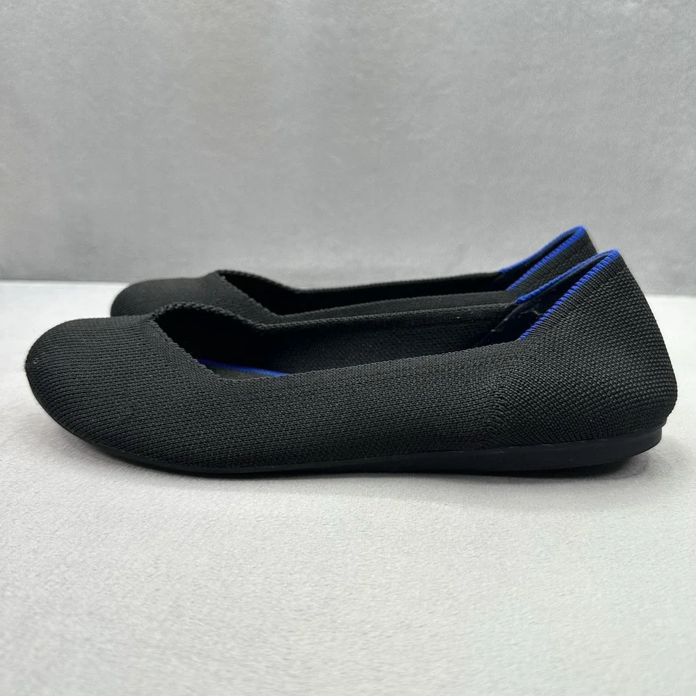 Rothy's The Flat Womens Size 7.5 Black Knit Round Toe Comfort Slip-On Shoe